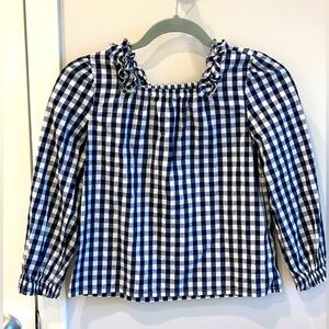 CrewCuts girls size 8 navy and white gingham long sleeve shirt